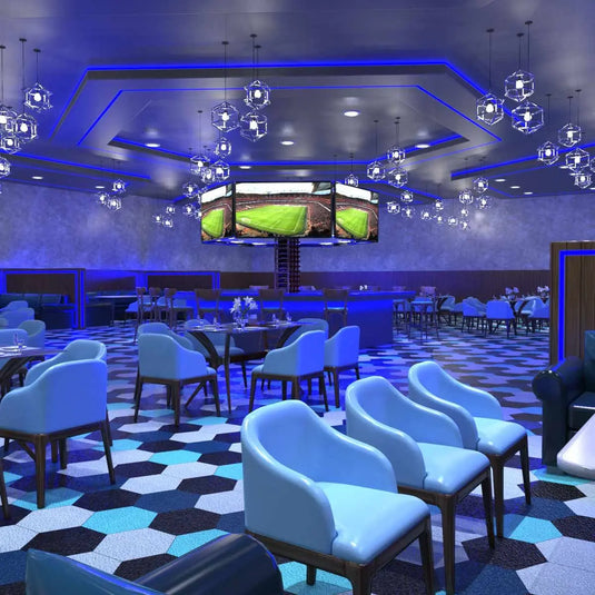 RGB LED Tape, Colour Changing 30 LEDs in restaurant setting in Blue