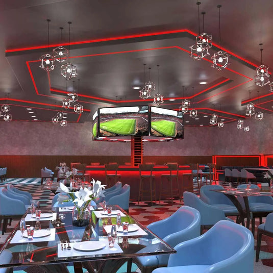 RGB LED Tape, Colour Changing 30 LEDs in restaurant setting in Red