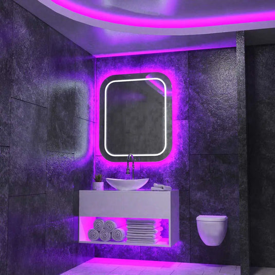 RGB LED Strip, bathroom setting, Purple