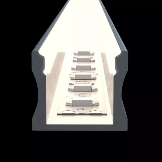 LED Aluminium Profile lit up LED tape inside look