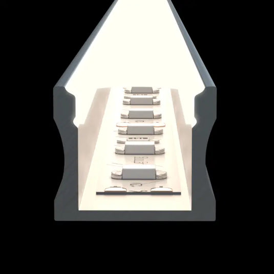 Surface Mounted Aluminium LED Profiles lit up shot