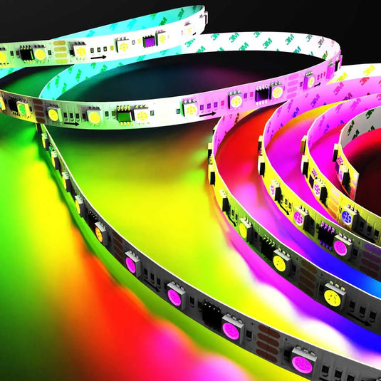 Digital, Pixel LED Strip Light, Chasing Effect, close up shot