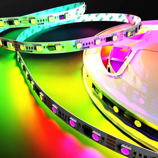 Digital, Pixel LED Strip Light, Chasing Effect in a roll close up