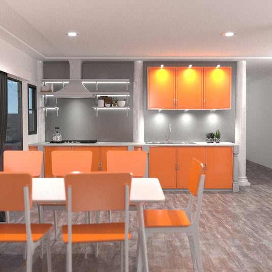 Kitchen with over and under cabinet lights