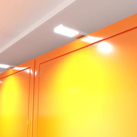 Close up of fitted cabinet lights