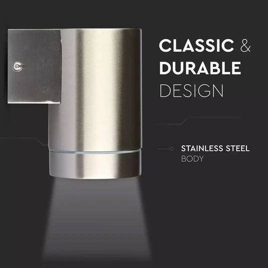 GU10 Wall Light Fitting, IP44, Stainless Steel Body - rustless feature