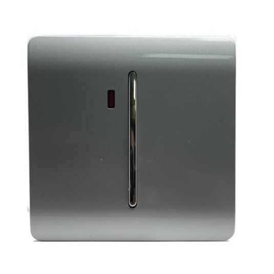 45A cooker switch with neon insert in glossy silver
