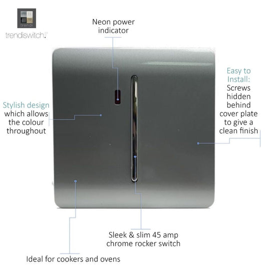 Silver cooker switch with feature notes