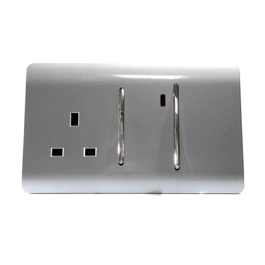 Cooker control unit with a silver faceplate