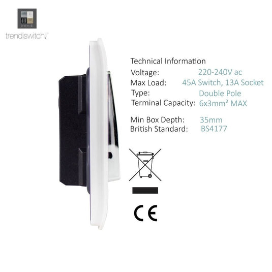 Side of the cooker control unit with feature notes