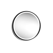 round LED mirror with black trim