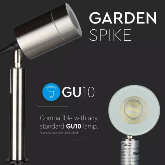 stainless steel LED spike light with GU10 lamp holder