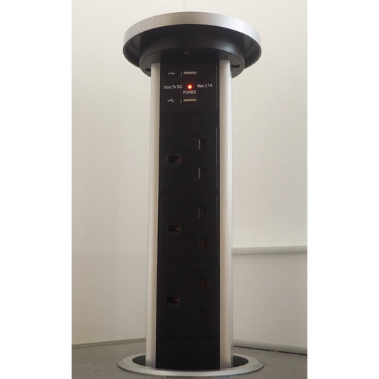 Installed motorised pop up plug socket 
