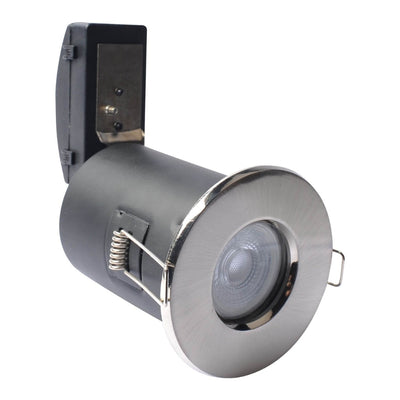 Brushed Chrome, Fire Rated GU10, IP65 Downlight