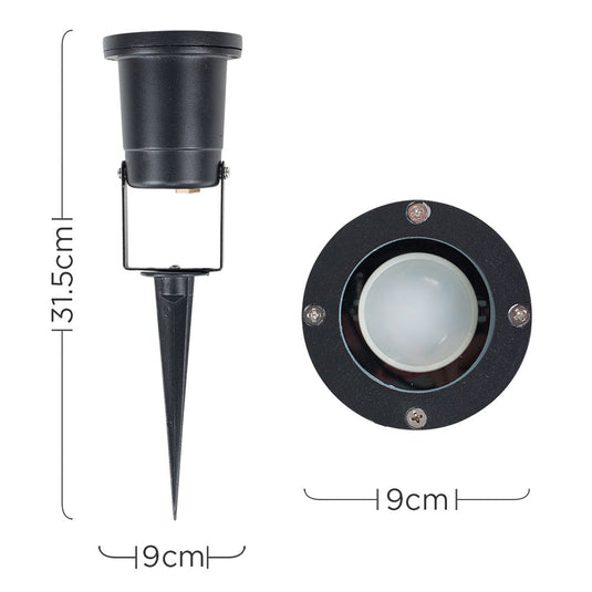 black LED spike lights with dimensions
