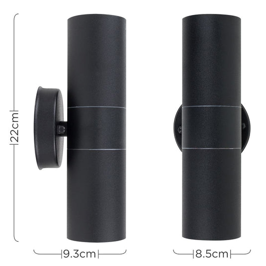 black twin wall light with dimensions