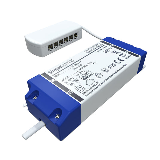 Side view of an LED driver with a 6-port power distributor