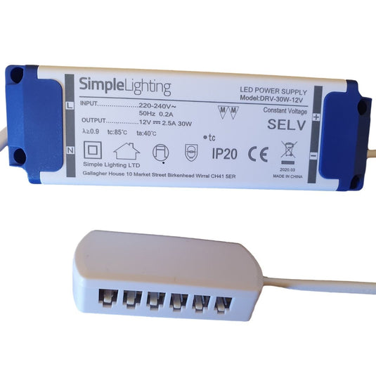 Close up of a 30w LED driver with a 6-way distributor