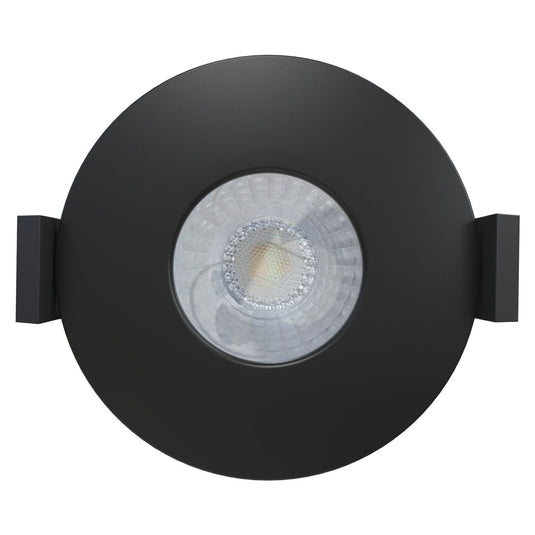 top view of a fire rated downlight with a black bezel