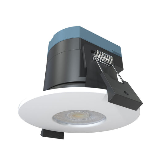 fire-rated downlight in white positioned downward