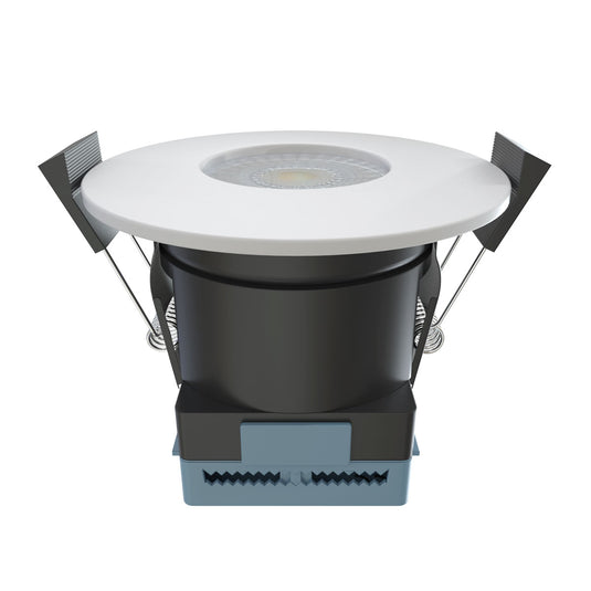 fire-rated downlight in white positioned upward