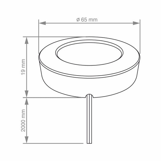 illustration of a surface mounted under cabinet light with measurements 