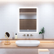 front of a rectangle bathroom mirror with cool white LED colour