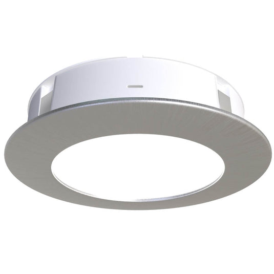 recessed under cabinet light in brushed chrome with natural white light