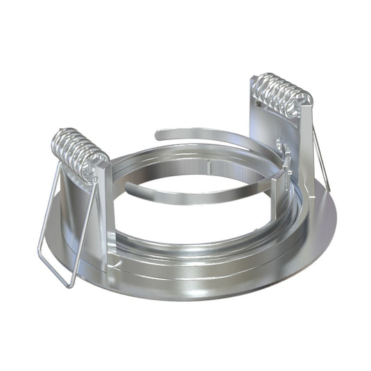 side shot of a brushed chrome LED downlight bezel