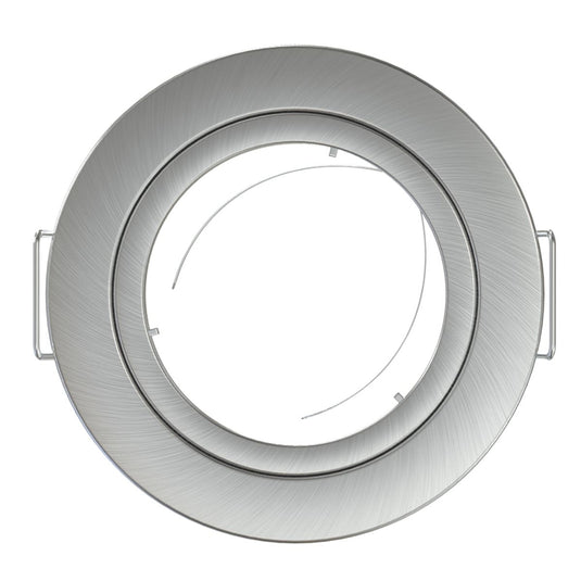 top shot of a brushed chrome LED downlight bezel