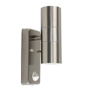 twin outdoor wall light with stainless steel finish