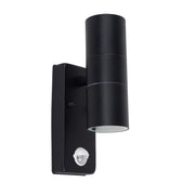 black twin wall light with PIR sensor