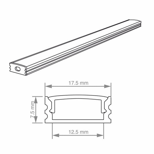Diagram of the dimensions of an aluminium profile