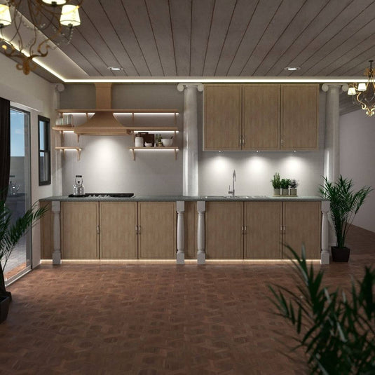 kitchen with Under cabinet light in brushed chrome with natural white light