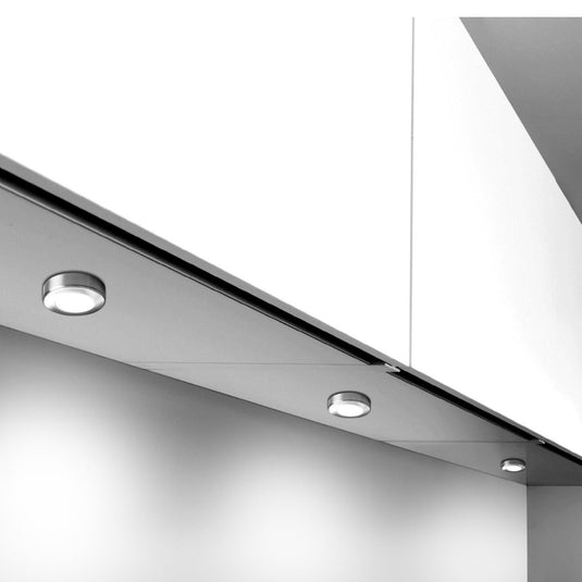 white cabinets with a surface mounted under cabinet lights in brushed chrome