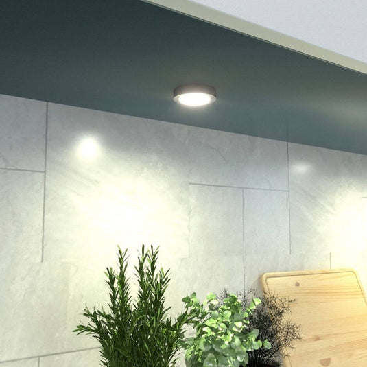 installed surface mounted under cabinet light with warm white light